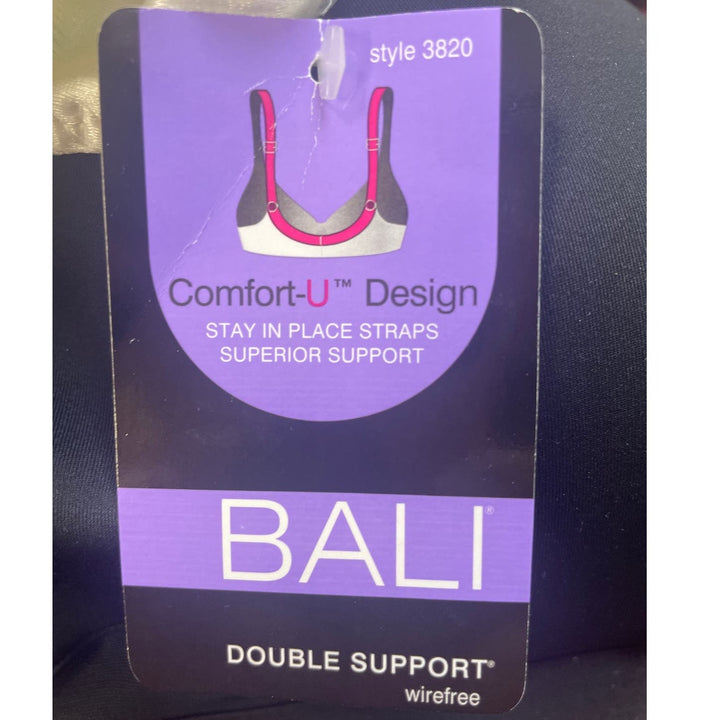 New Bali 36B Double Support Wirefree 3-Hook Style 3820 Cream Adjustable Bra
