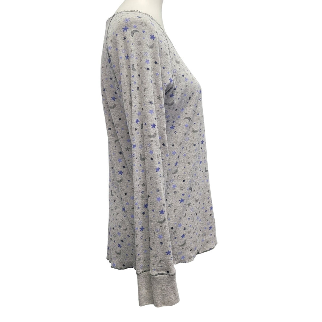 Cuddl Duds Womens Large PolyCotton Long Sleeve Moon Stars Patterned Sleep Shirt