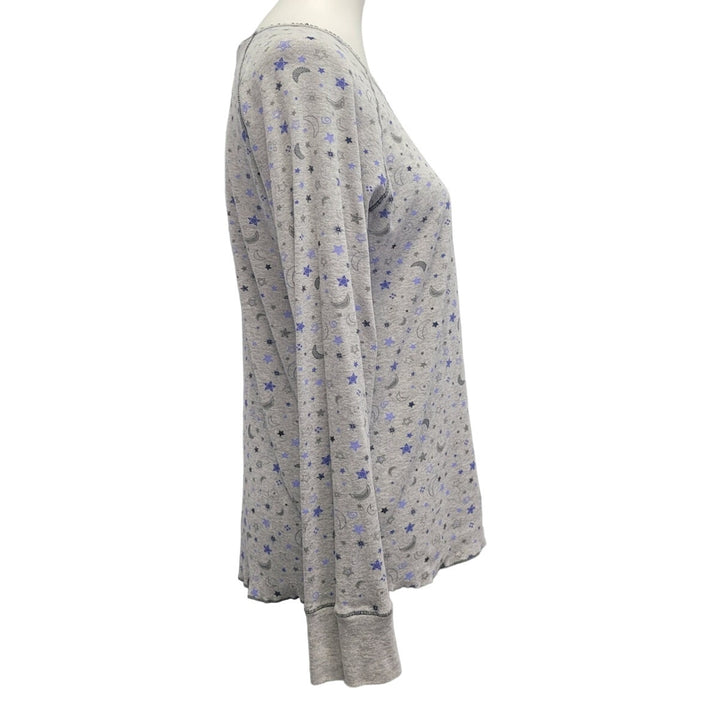 Cuddl Duds Womens Large PolyCotton Long Sleeve Moon Stars Patterned Sleep Shirt