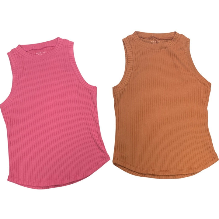 2 New American Eagle Womens Medium Ribbed Sleeveless Crew Neck Tank Tops
