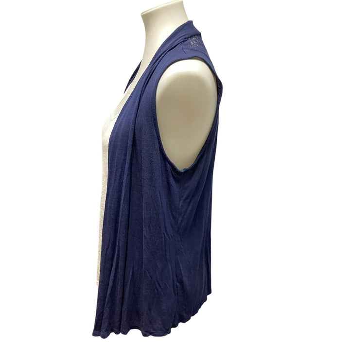 Naif Large Sleeveless Cotton Blend Attached White Tank Top w Flowy Lacy Cardigan