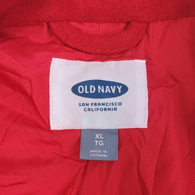Old Navy Womens XL Red Double Breasted Warm Wool Blend Winter Pea Coat