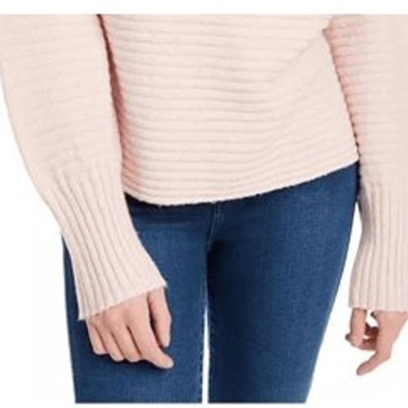 NWT New Pink Rose Juniors Large Scoop Neck Super Soft Ribbed PolyBlend Sweater