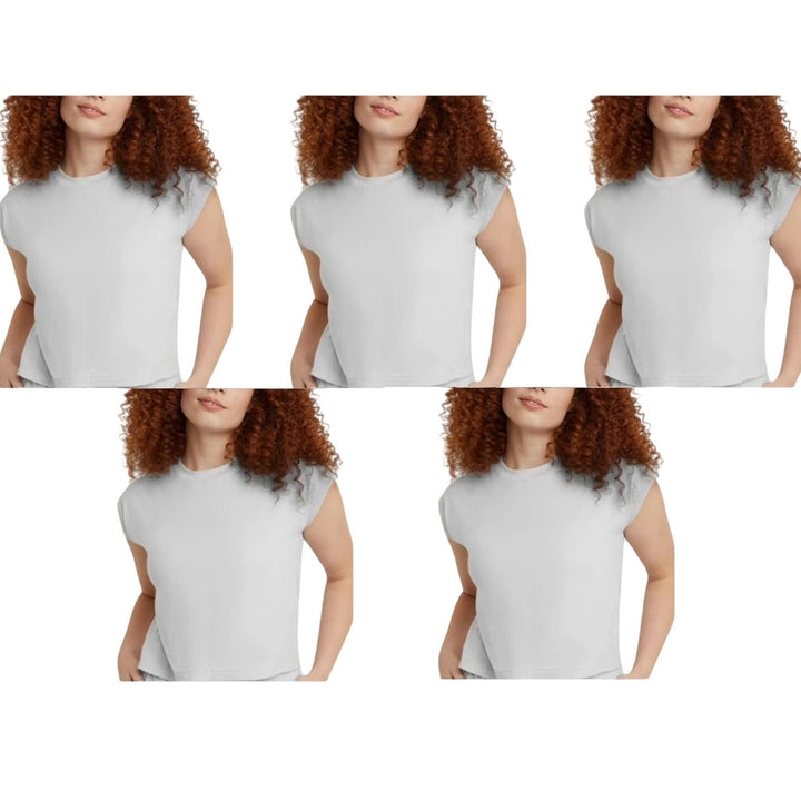 New 5-Pack Hanes Women XL Originals White Ringspun Cotton Cap Sleeve Muscle Tees