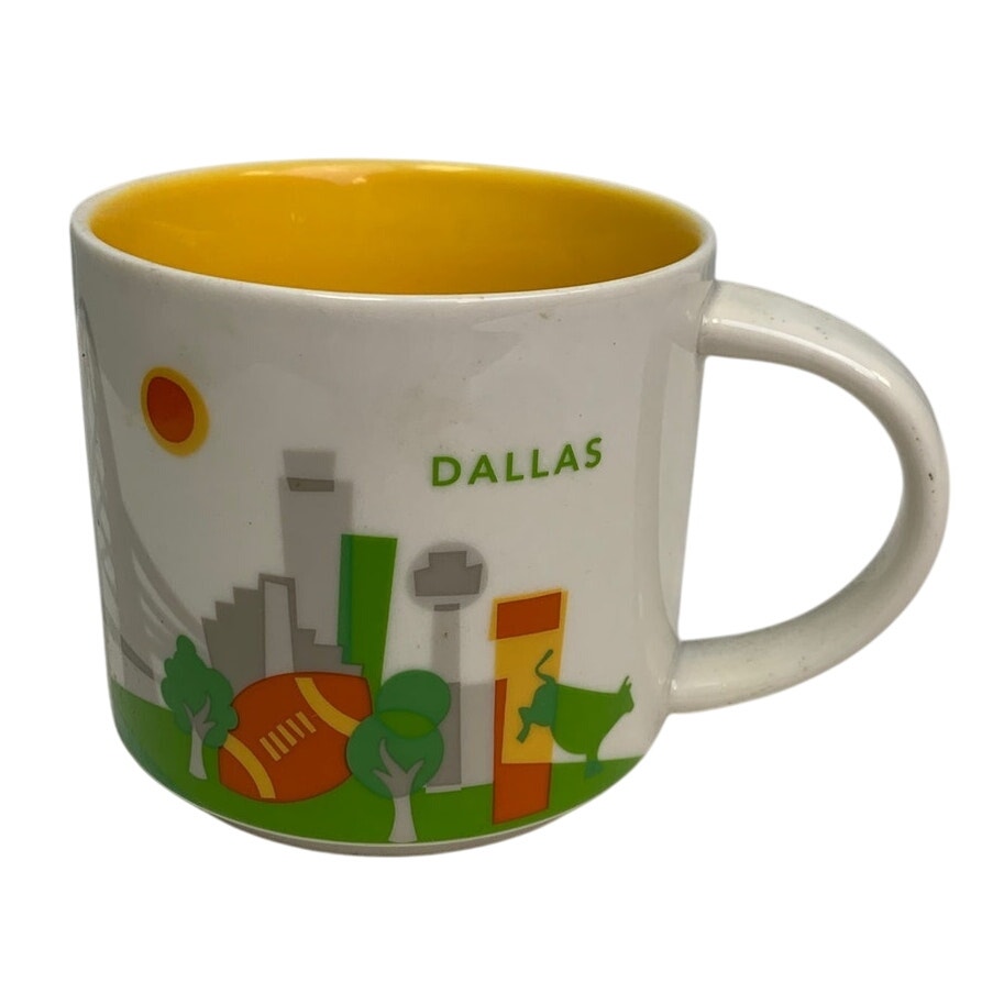 2015 New Starbucks You Are Here Collection Dallas 14oz Ceramic Coffee Mug Cup