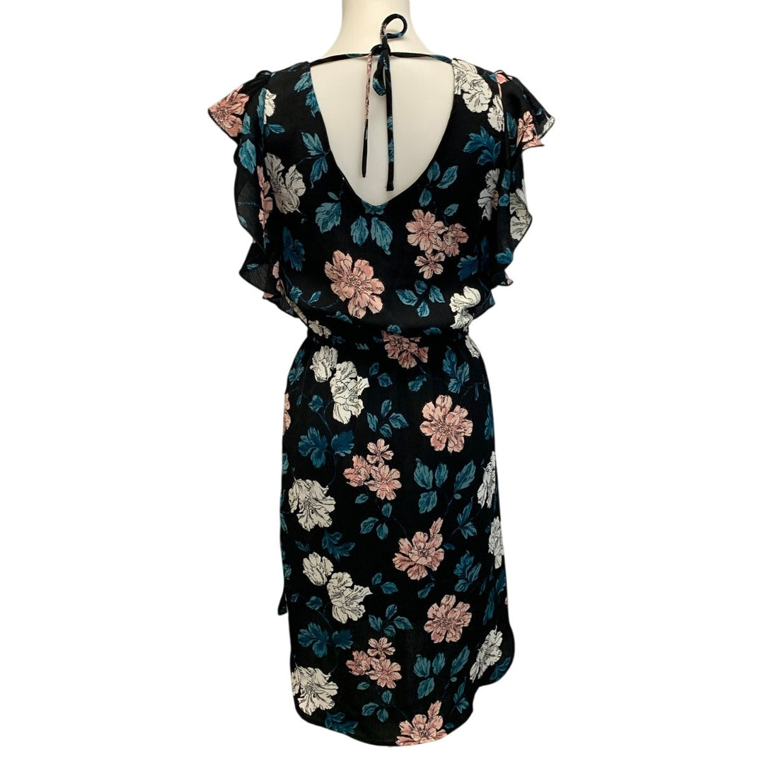 Merona Womens Medium Lightweight Floral Ruffled VNeck Cottage Fit Flare Dress