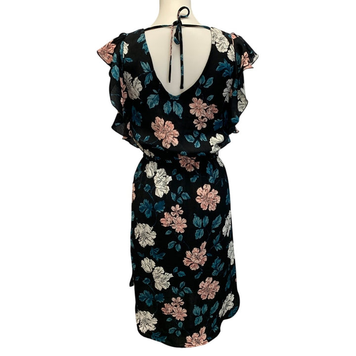 Merona Womens Medium Lightweight Floral Ruffled VNeck Cottage Fit Flare Dress