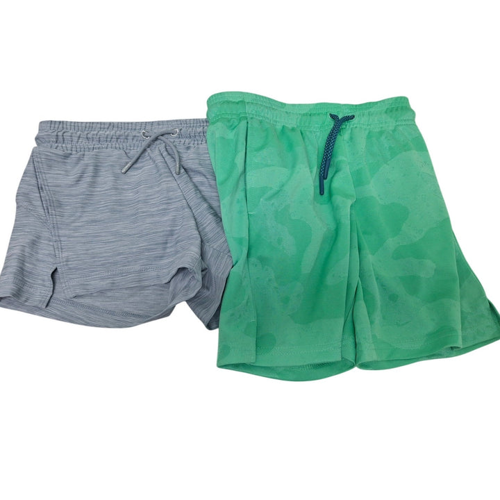 Lot of 2 New All In Motion Boys XS (4/5) Green Gray PolyCotton Sports Shorts
