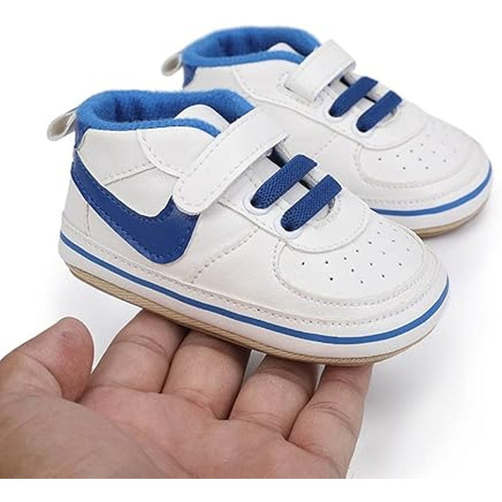 New Clowora Unisex Size 12-18 Months Blue White Infant Non-Slip Baby Shoes