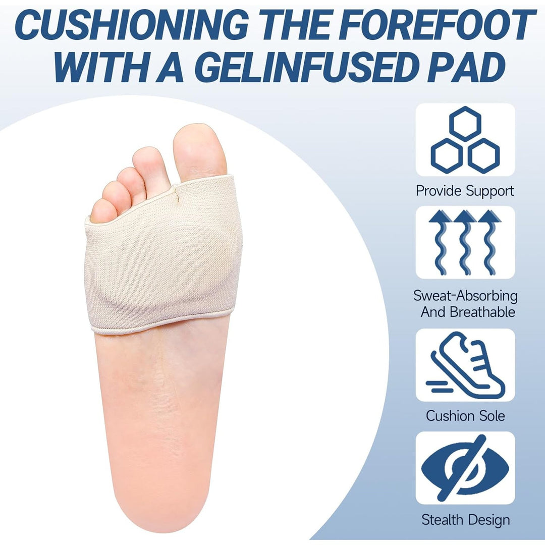 New Ktsay 3 Pairs Large Tan Black Nylon Metatarsal Ball of Foot Pain Relief Gel Pads
