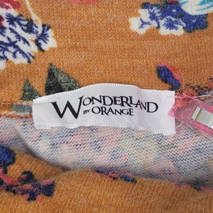 Wonderland Womens Small Floral Long Sleeve Cowl Neck Pullover Sweatshirt