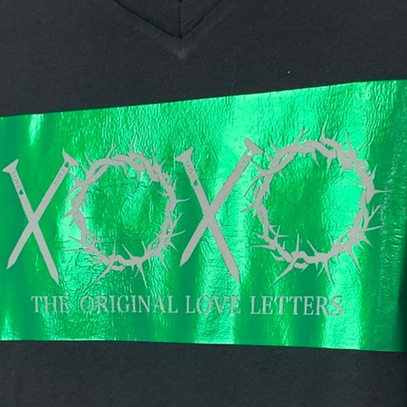 New Hand Printed Womens Small XOXO The Original Love Letters Jesus Tee Shirt