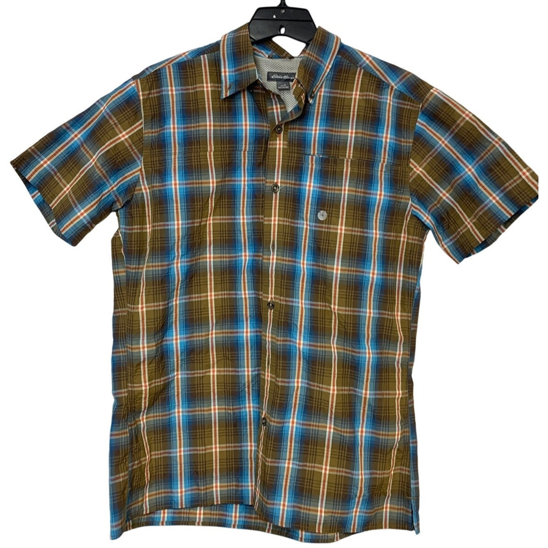 New Eddie Bauer Mens Small Rainier Lightweight Short Sleeve Button Hiking Shirt