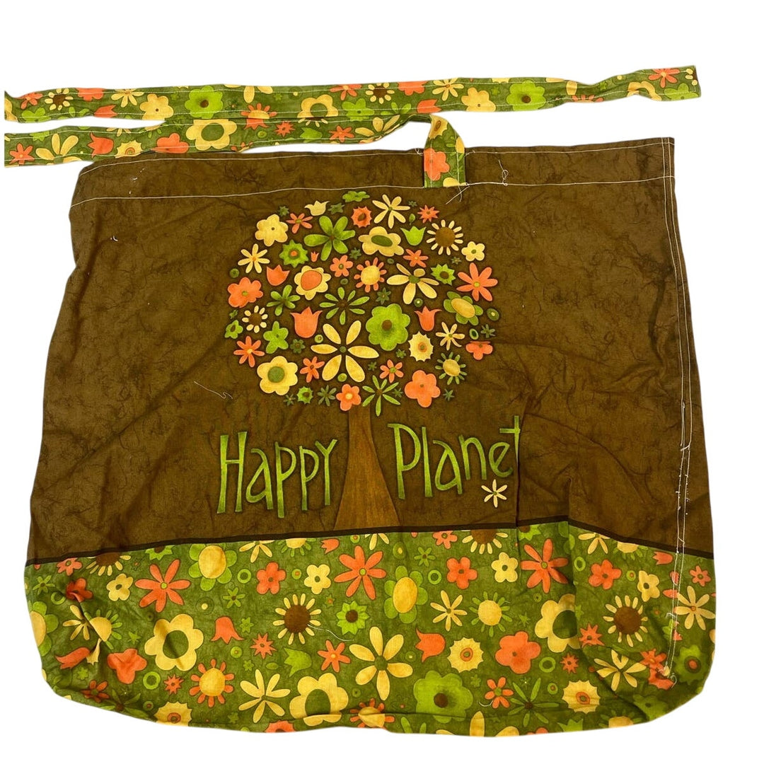 Set of 3 Happy Planet Lean Green Fabric Reuseable Tote Bag Sewing Projects Kit