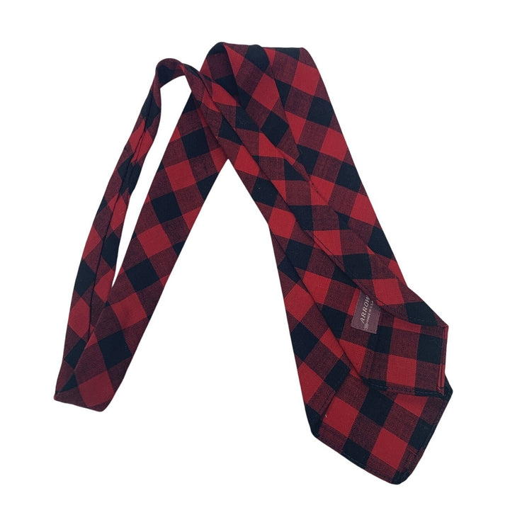 Vintage Arrow Black Red Plaid Cotton Blend Mens Neck Tie Necktie