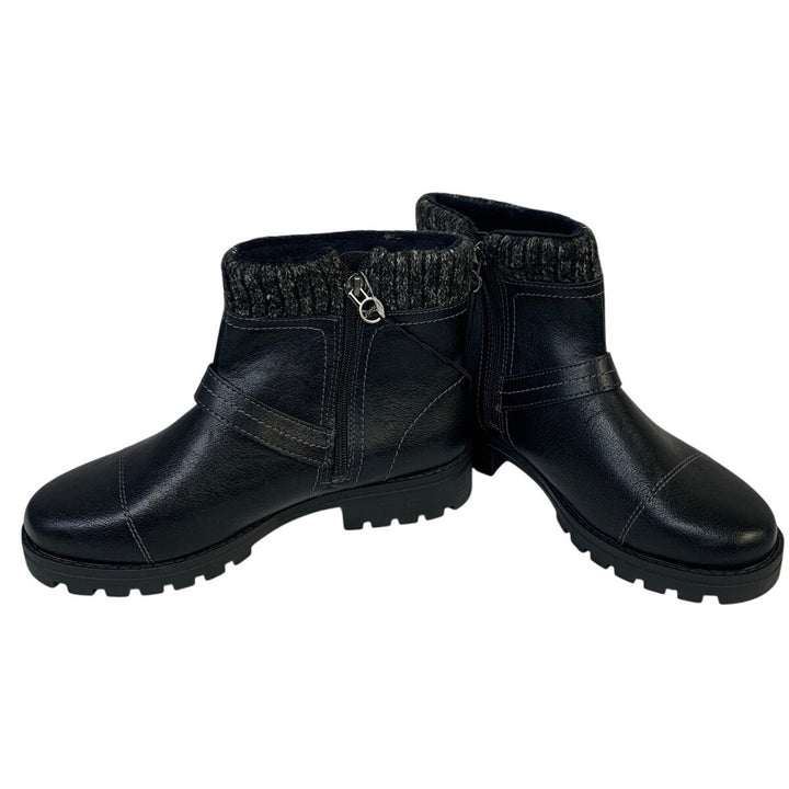 New JSport Womens Size 8.5 Black 1.5" Heel Ankle Boot Side Zip Round Toe Shoes
