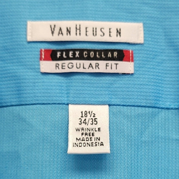 Van Heusen 3XL Poly Cotton Sky Blue Long Sleeve Button Up Shirt w Front Pocket