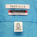 Van Heusen 3XL Poly Cotton Sky Blue Long Sleeve Button Up Shirt w Front Pocket