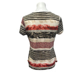 2 Shannon Ford Max Studio Womens Medium Short Sleeve Boho Stripe Blouse Top