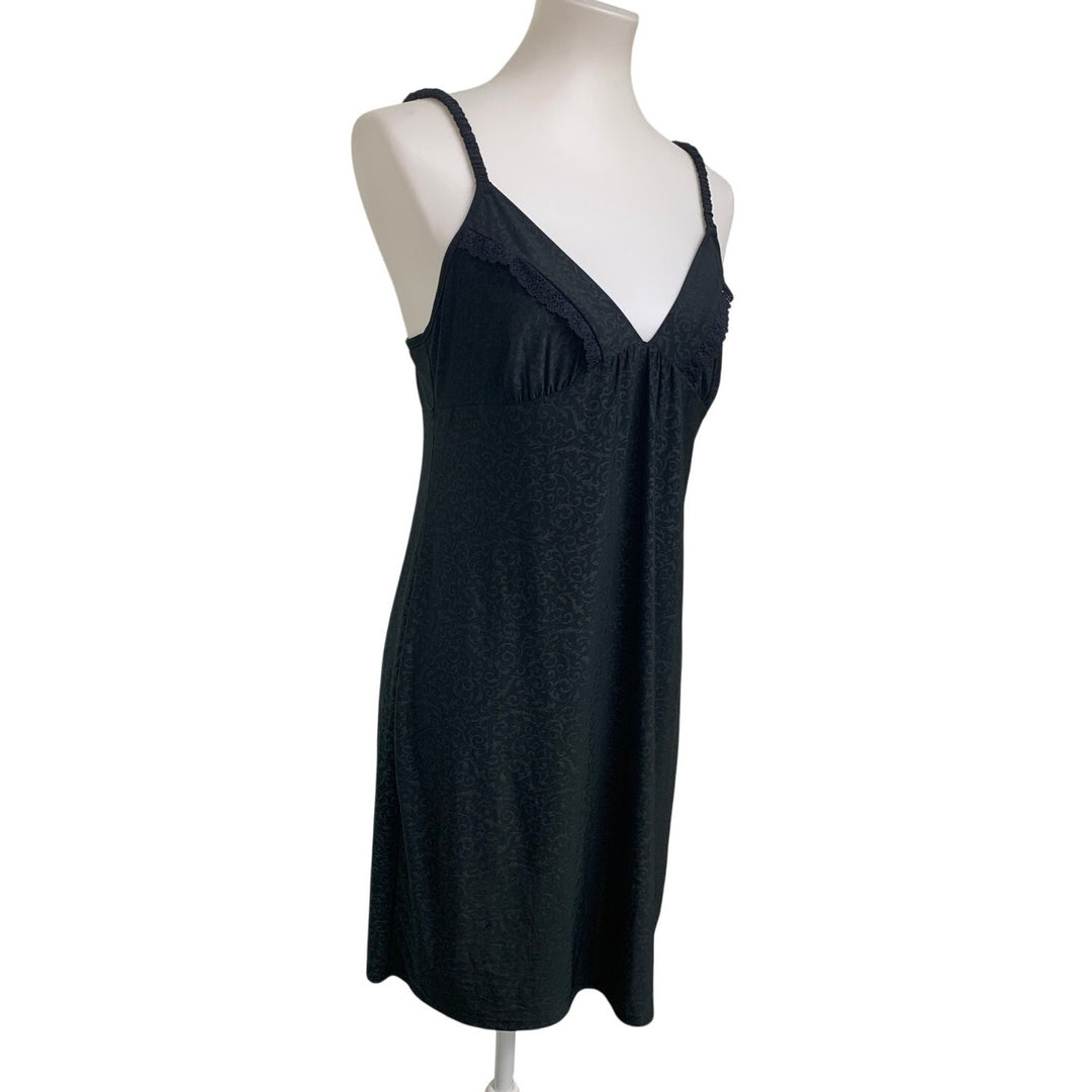 Gilligan &amp; Omalley Womens Medium Black LBD Thin Strap Lace Sleepwear Dress