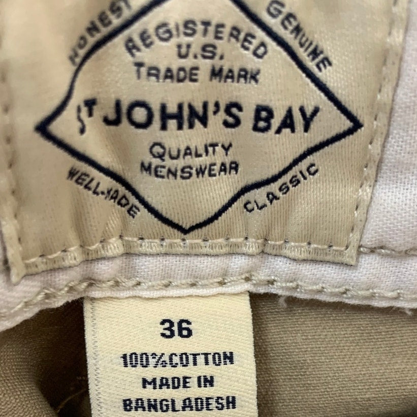 Lot of 2 St Johns Bay Mens Size 36 100% Cotton Classic Flat Front Chino Shorts