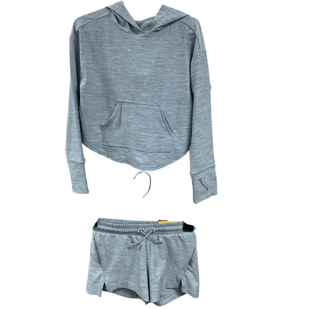 New All In Motion Girls XS (4/5) Elastic Waist Shorts Althletic Hoodie 2PC Set