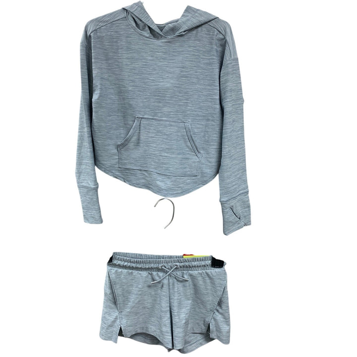 New All In Motion Girls XS (4/5) Elastic Waist Shorts Althletic Hoodie 2PC Set
