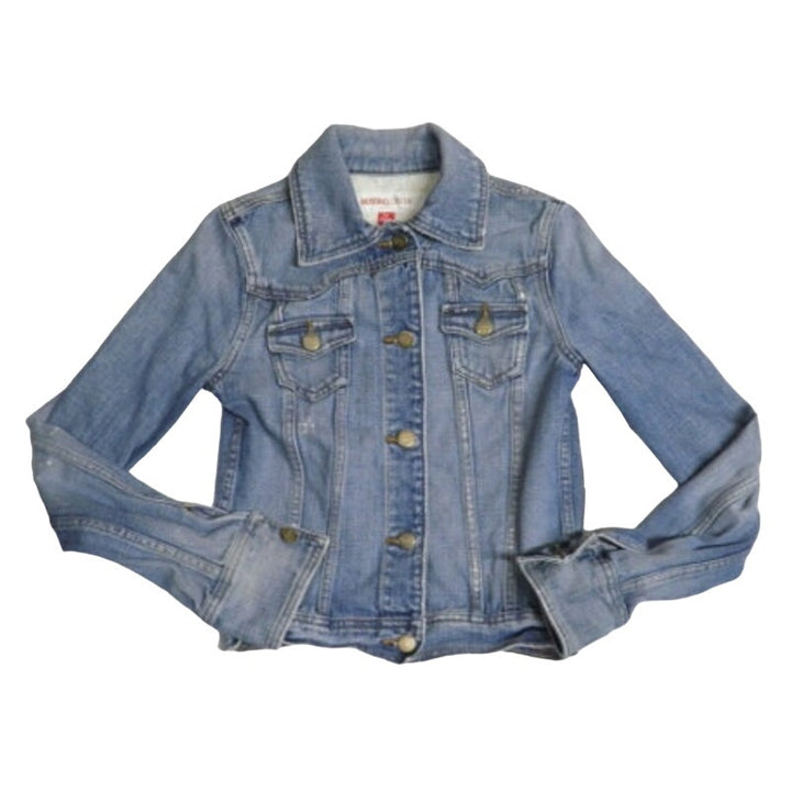 Mossimo Womens XS Casual Button Up Rugged Long Sleeve Denim Blue Jean Jacket