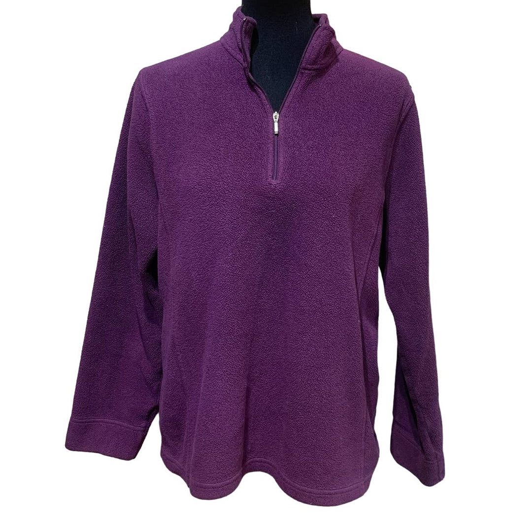 LL Bean Large Long Sleeve Fleece 1/4 Zip Polyester Blend Pullover Sweater