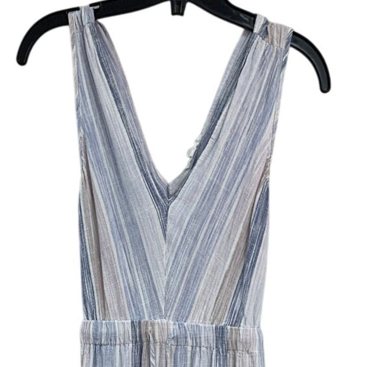 Splendid Womens Small Boho Sleeveless V Neck Striped Drawstring Waist Maxi Dress