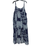 Womens 2XL Navy 100% Cotton Bandana Floral Sleeveless Thin Strap Jumpsuit