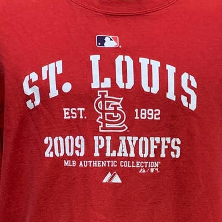 Authentic Majestic Mens XL St Louis Baseball Cardinals 2009 &amp; 2011 Playoff Tees