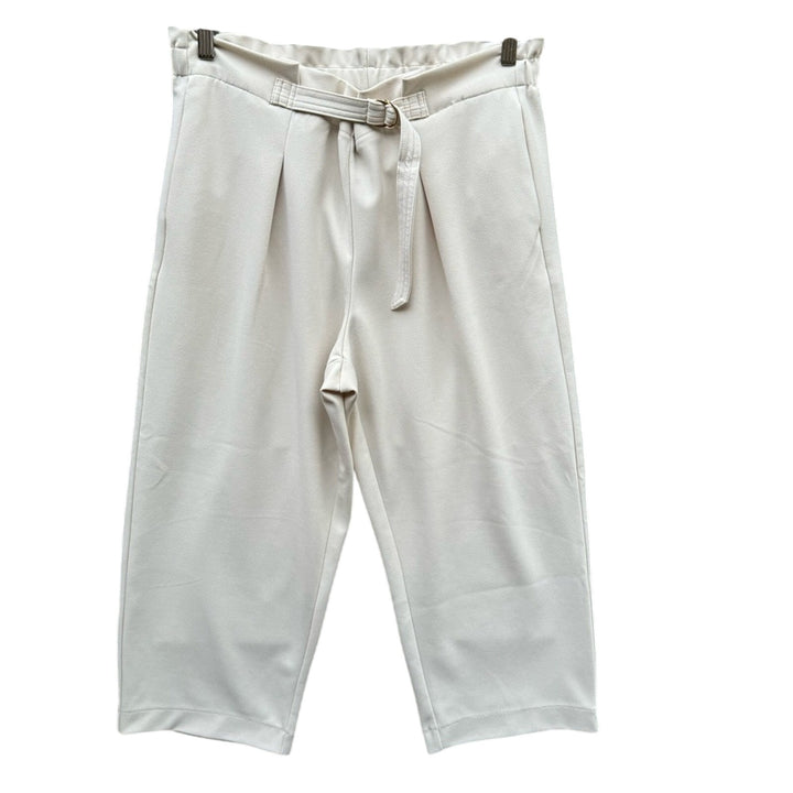 DKNY Womens Large PolySpandex Pleated Front Belted Capri Pants w Pockets