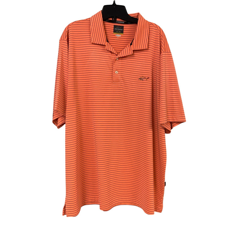 Lot of 2 Greg Norman Mens XL Striped Heathered Short Sleeve Polo Shirts EUC