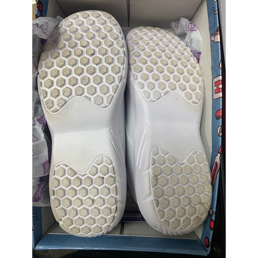 Hawkwell Womens Size 9 White Faux Leather Lace Up Lightweight Nursing Shoes