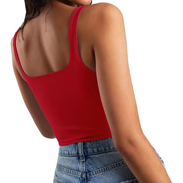 Artfish Womens Small Sleeveless Thin Strap Square Neck Cropped Tank Top