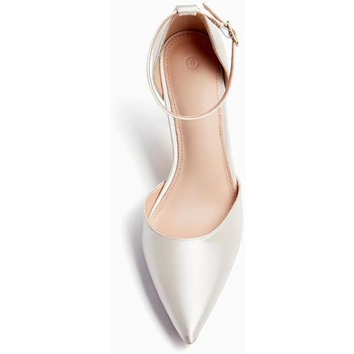 Juliet Holy Womens Size 6.5 Off White Satin Pointy Toe 3.5" Heel Pumps Shoes