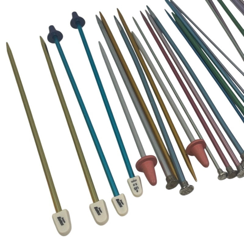 10+ Pairs Metal Plastic Vintage Knitting Needles Single Double Point Lot