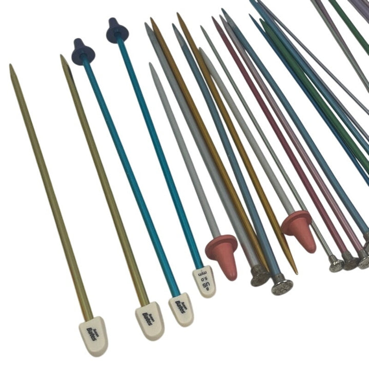 10+ Pairs Metal Plastic Vintage Knitting Needles Single Double Point Lot