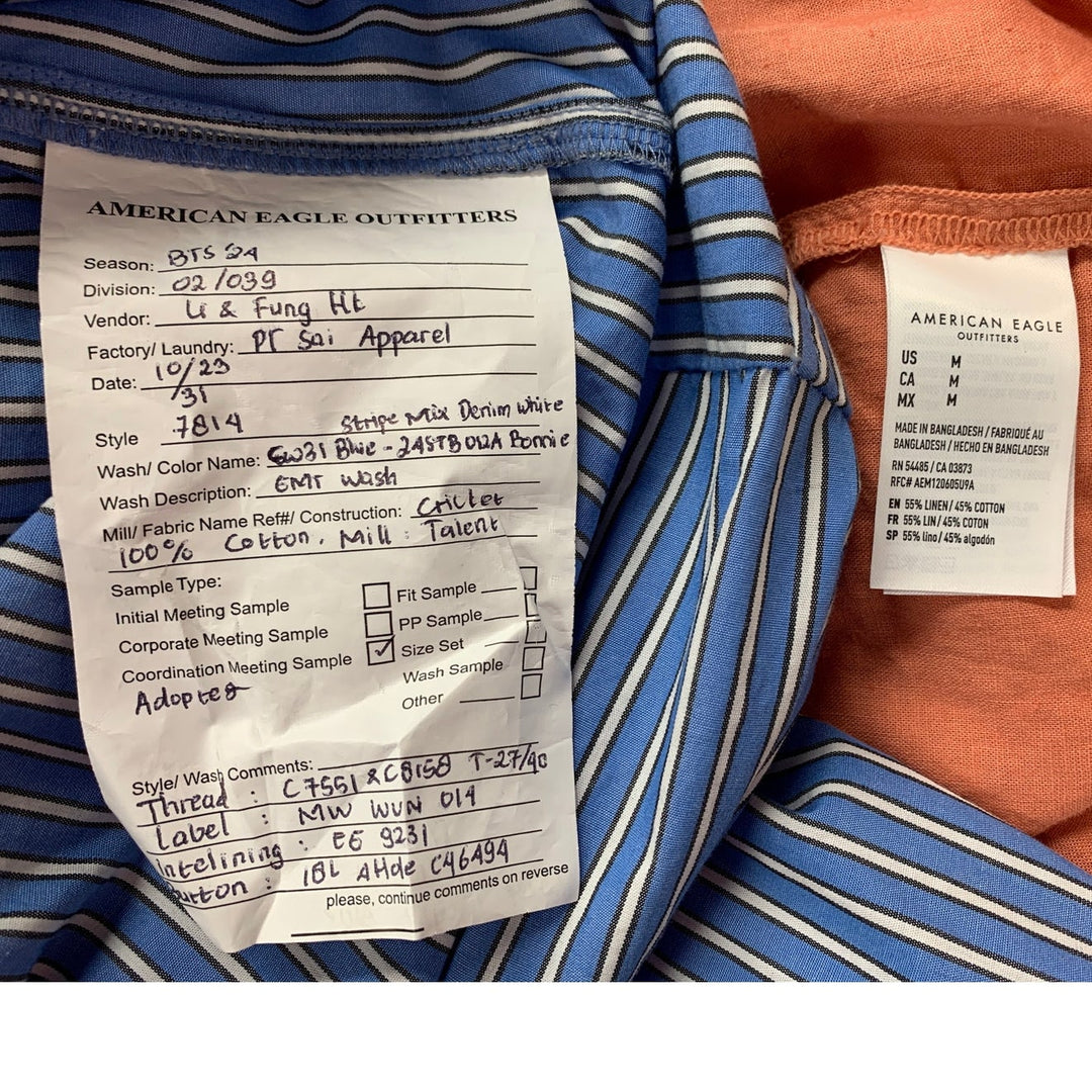2 New American Eagle Womens Medium Long Sleeve Collared Button Up Shirts