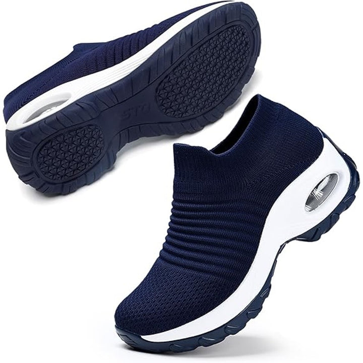 STQ Women Size 9.5 Navy Slip On Arch Support Orthopedic Breathable Mesh Sneakers