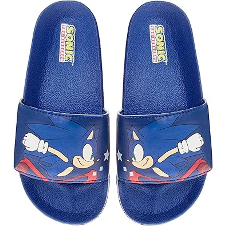 New Josmo Boys Size 2-3 Blue Sonic the Hedgehog Slide On Wide Strap Sandal Shoes