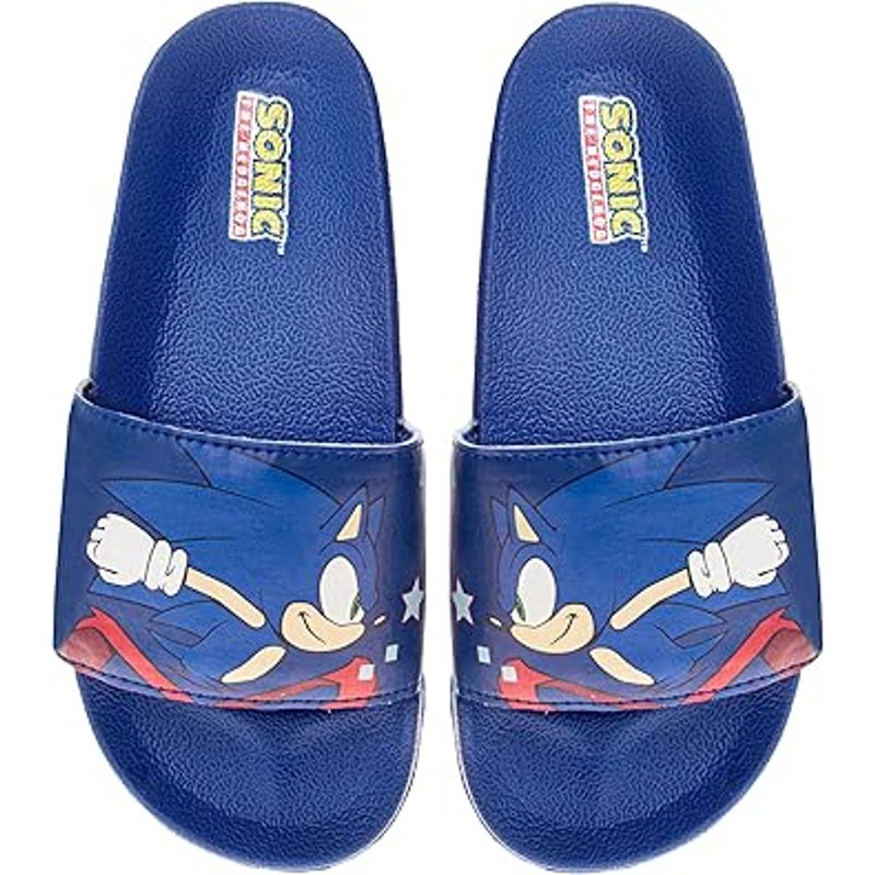 New Josmo Boys Size 2-3 Blue Sonic the Hedgehog Slide On Wide Strap Sandal Shoes