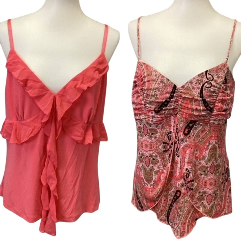 Lot of 2 Fashion Bug XL Sleeveless Flowy Polyester Strappy Cami Tops Blouses