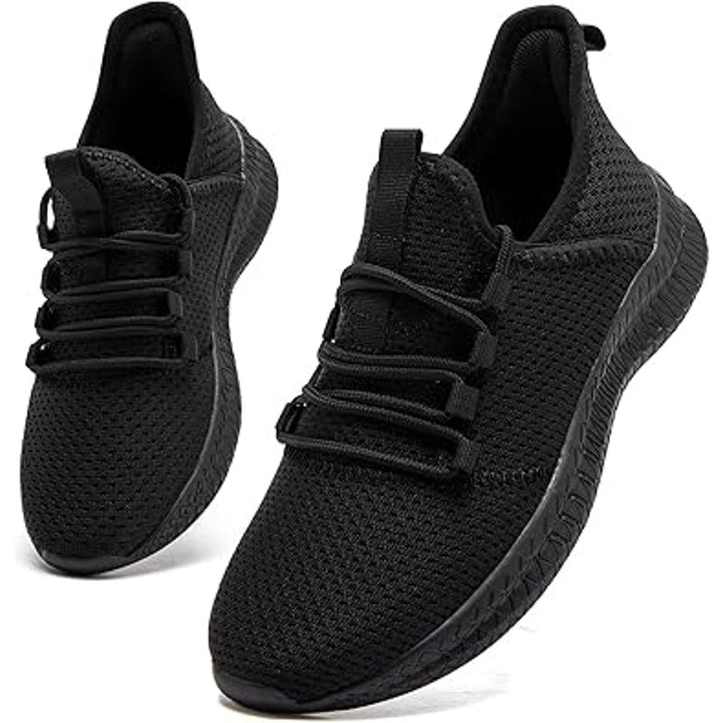 New Qujgs Womens Size 10 Black Breathable Mesh Lace Up Athletic Sneaker Shoes
