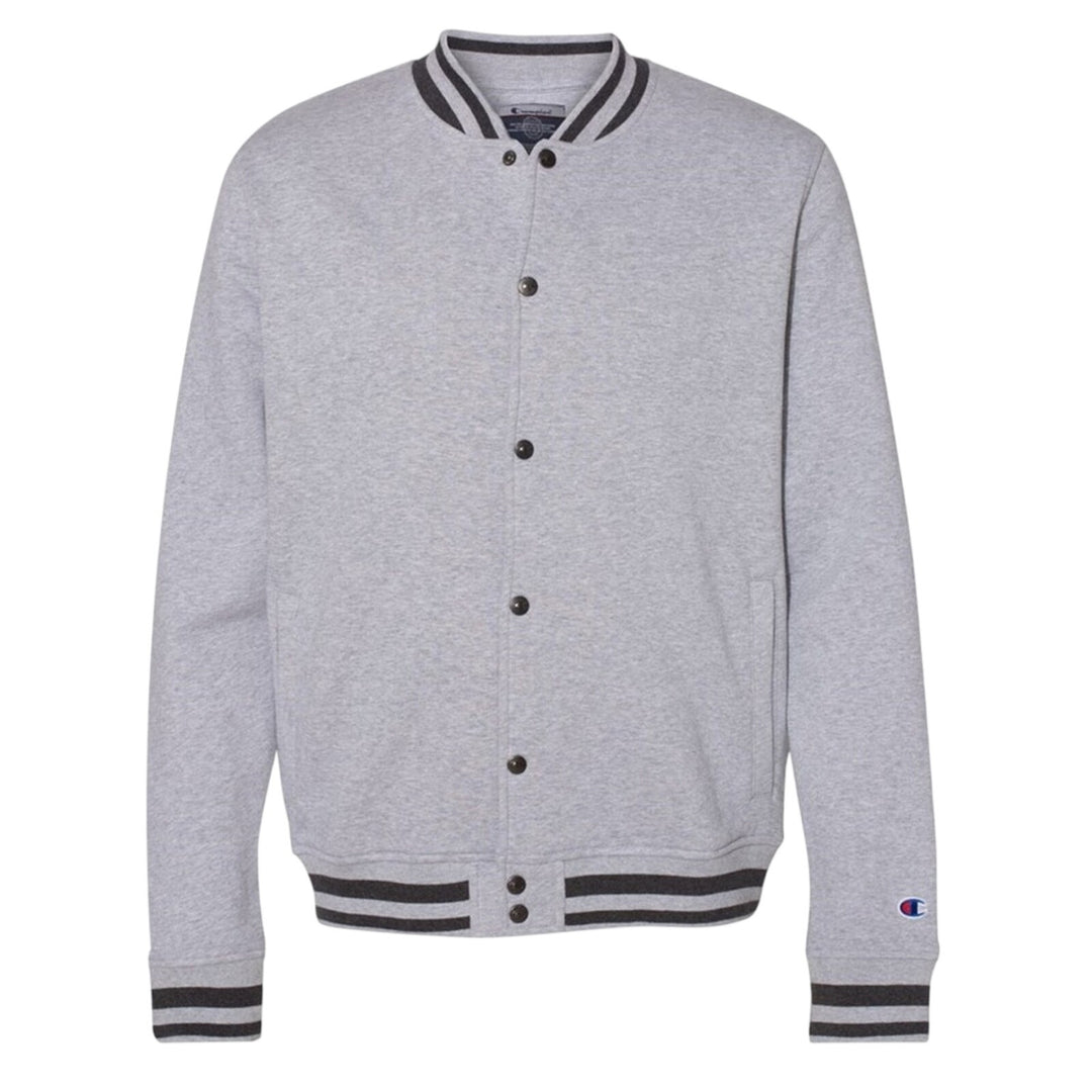 New Champion Mens Large Gray Snap Up PolyCotton Athletic Wear Bomber Jacket