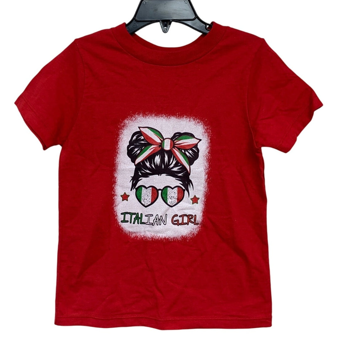 Port &amp; Company Toddler Girls 3T Italian Girl Short Sleeve Crew Neck Tee Shirt