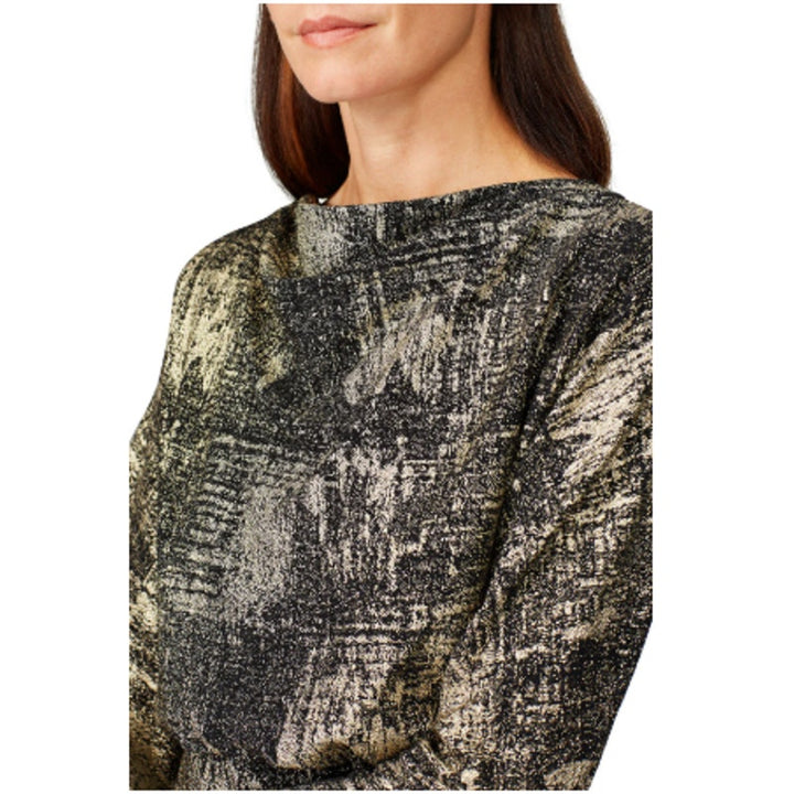 Badgley Mischka Size 22 Black Gold 3/4 Sleeve Boat Neck Sheath Office Dress