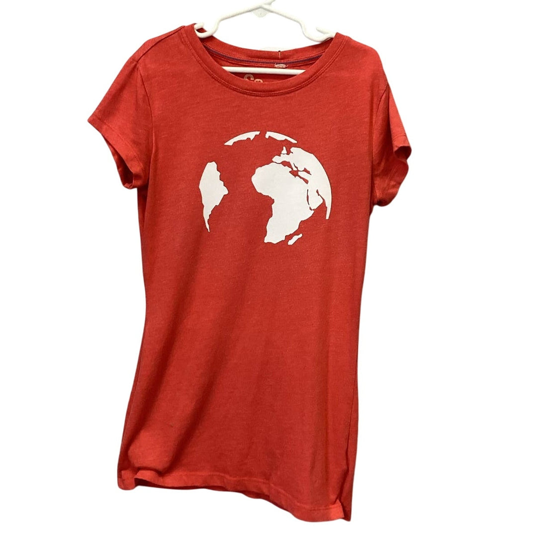 Hand Printed Upcycled Planet Earth Girls XS Short Sleeve Long Tee Shirt Dress