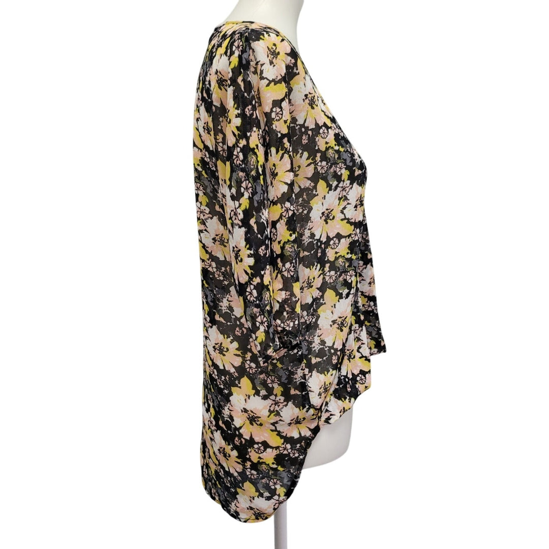 WAYF Womens Small Deep V Floral Half Sleeve Lightweight Wrap Top Blouse